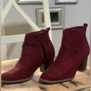 Wine colored suede boots